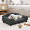 Dog Sofa with Support Armrests, Wooden Frame & French Terry Fabric, 66x42x28.5 cm, Dark Grey