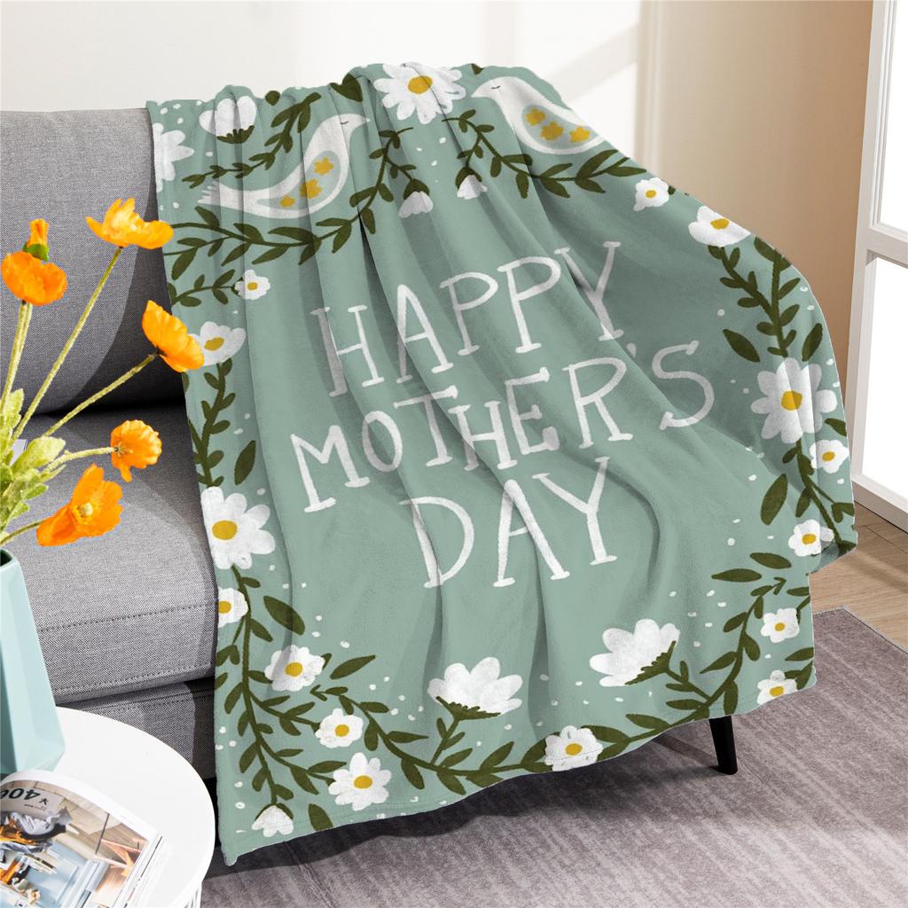 Mothers Day Letters digitalprinted polyester Bedroom velvet flannel soft sofa cover blanket Fleece soft sofa cover blankets