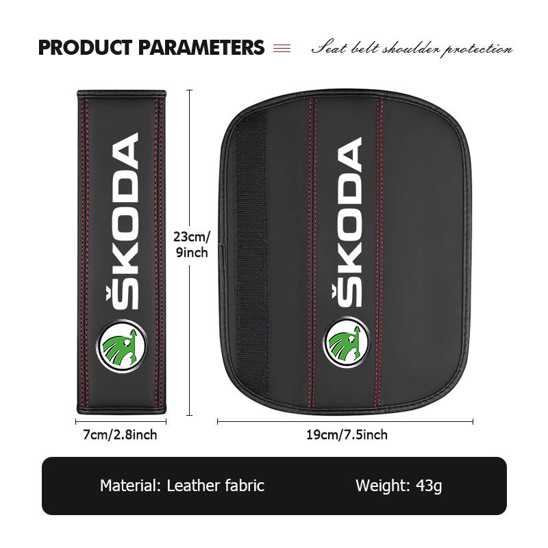 cqmes7 Car Seat Belts Covers Padding Carbon Fiber Belt Shoulder For Skoda Rapid Octavia Derivative Enyaq-iV VisionS Yeti Scala
