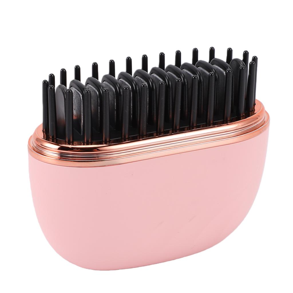 Mini Hair Straightener Brush Cordless Rechargeable Multifunctional Hair Straightener Comb Pink