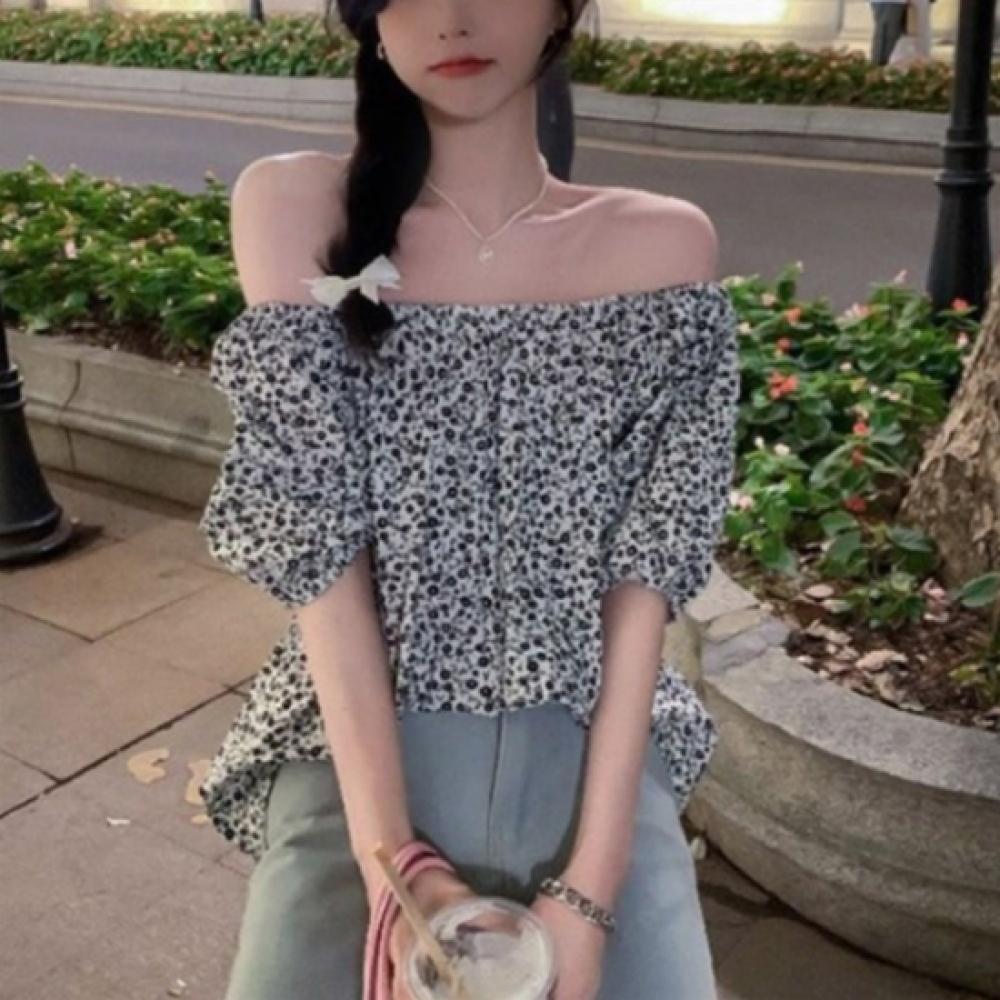 New ArrivalS Open Run Women S Floral Off Shoulder Puff blouSe Short Sleeve