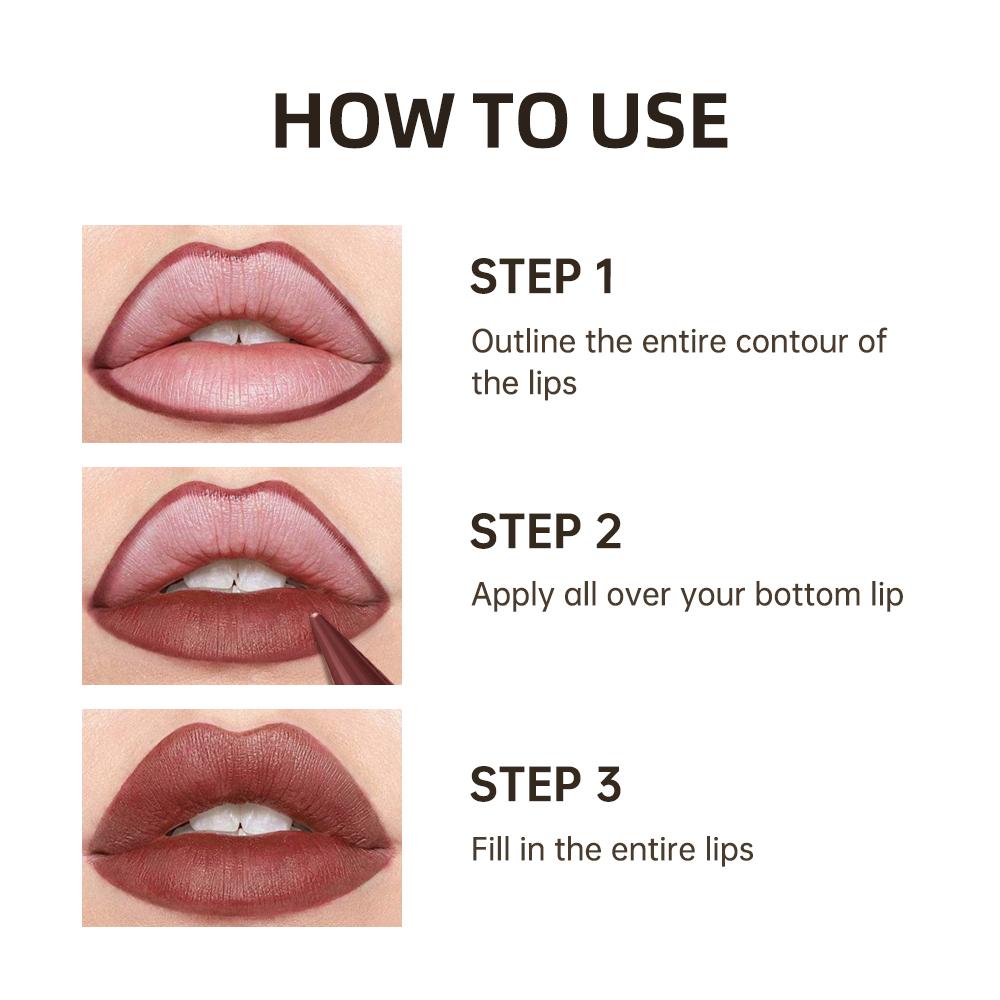 5 Shades Gradient Lip Crayon Matte Velvet Lip Liner Waterproof Non Transfer Smooth Contour Tint Black Brown Long Lasting Daily Lip Makeup Cosmetic