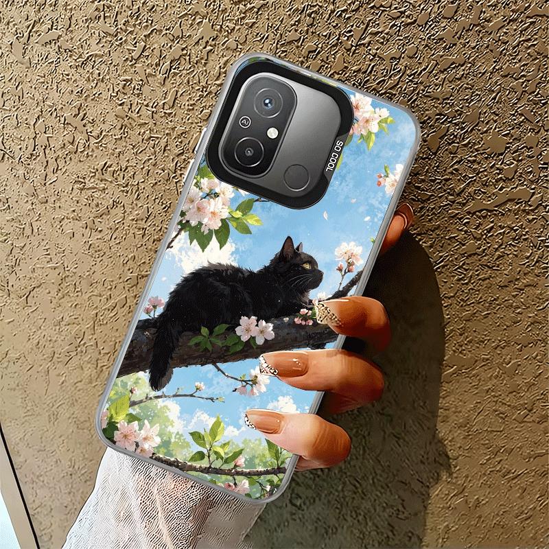 Schwarze Katze Ästhetik Muster Stoßfeste Handyhülle für Xiaomi Poco X7 X6 X5 X3 Pro F7 Ultra M8 Redmi 15C 15 14C 13C 12C 10C 13 12