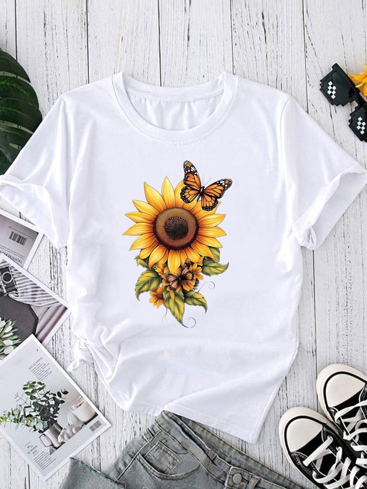 (Asian Size) Trend Love Heart Short Sleeve T-shirts Print O-neck Fashion Female Casual Women's Top T Clothing Graphic Tee