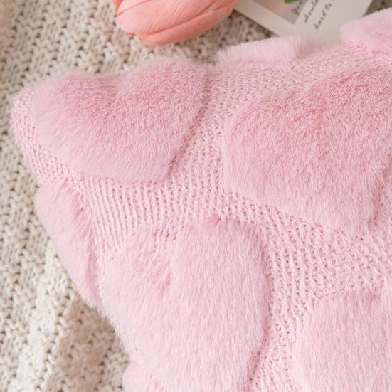 Capa de Almofada Dia dos Namorados Coração de Pelúcia Capa de Almofada Decorativa com Zíper Oculto para Sofá Quarto Sala de Estar