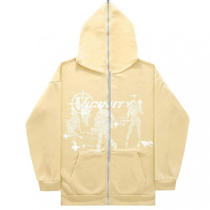 Y2K Zip-Up Hoodie Oversized Streetwear Sweatshirt With Digital Print Women