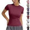Women's Yoga Tops Short Sleeve Tight Running Athletic Shirts Summer Breathable Lightweight Workout Tee