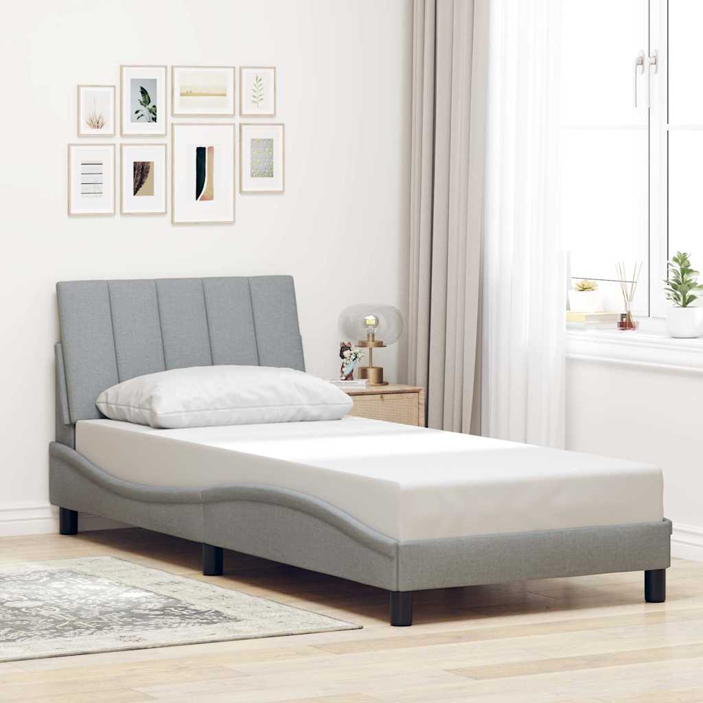 Bed Frame without Mattress  Hanko  Light Grey 80 x 200 cm Fabric