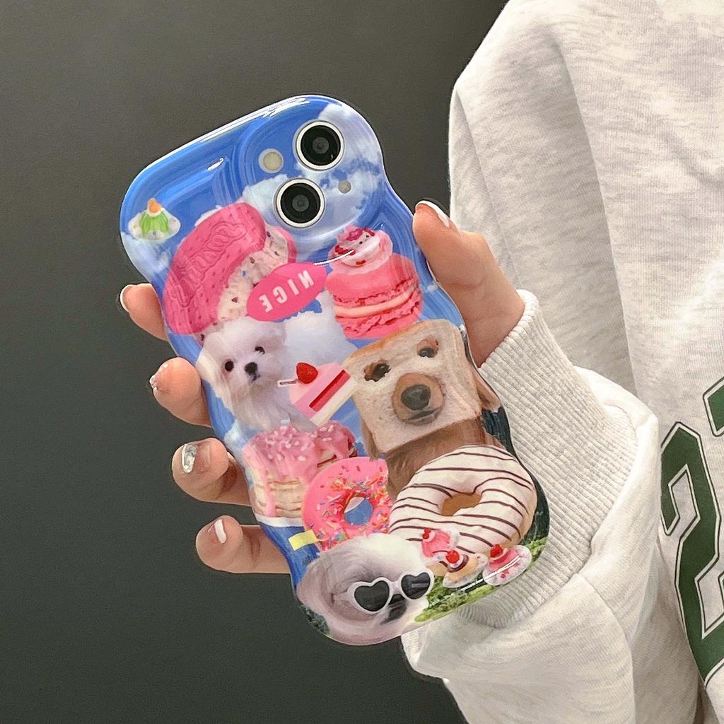 Wellenförmige stoßfeste Imd Cute Bread Dog Sweet Cake Ins Handyhülle für Iphone 11 13 12 Promax 14 Pro Max Plus Back Cover Shell