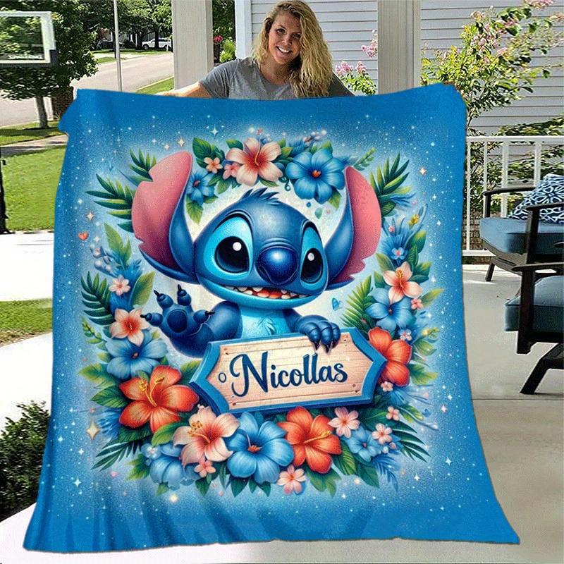 1pz Coperta con Stampa Stitch - Morbida, Coperta per Tutte le Stagioni per Soggiorno, Camera da Letto, Regalo Personalizzato con Adorabile Design Cartoon
