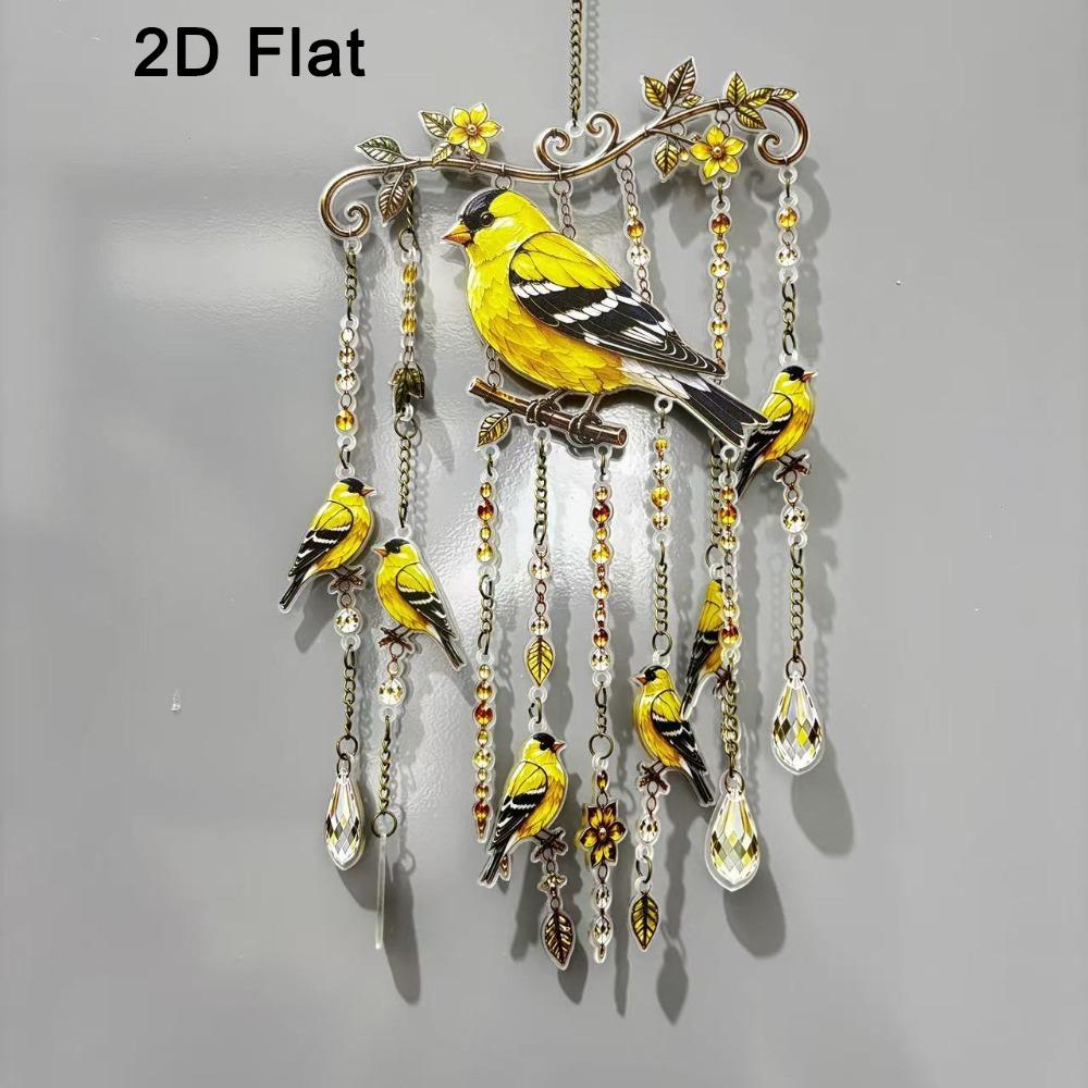 Colorful Bird Hanging Ornaments Acrylic Home Decoration Crafts Hummingbird Wind Chime Courtyard