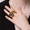 Adjustable Fringe Open Ring Vintage Exaggerated Ring Unique Colorful Bead Rings  Banquet