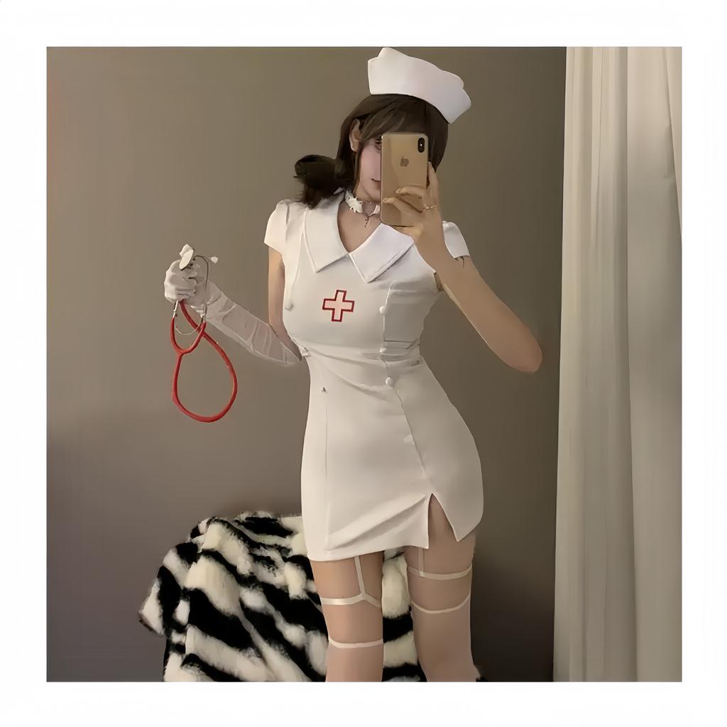 Sexy Cosply Nurse Uniform Angel In White Cosplay Secretary Outfit Emo Seduction Mood Costume