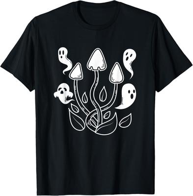 Mushroom Ghosts Cute Halloween Cottagecore Goblincore Graphic Tee Soft Breathable Cotton T-Shirt