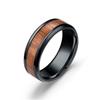 est Stainless Steel Wood Grain Inlaid Rings For Men Retro Domineering 8mm Knuckle Jewelry Ring Boyfriend Party Gifts
