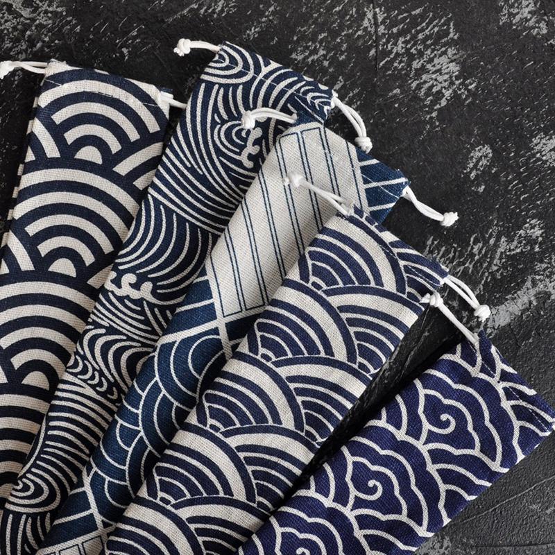 4Pcs Portable Utensil Pouch Japanese Drawstring Bag For Straw Spoon Chopstick Travel Cutlery Organizer Lightweight