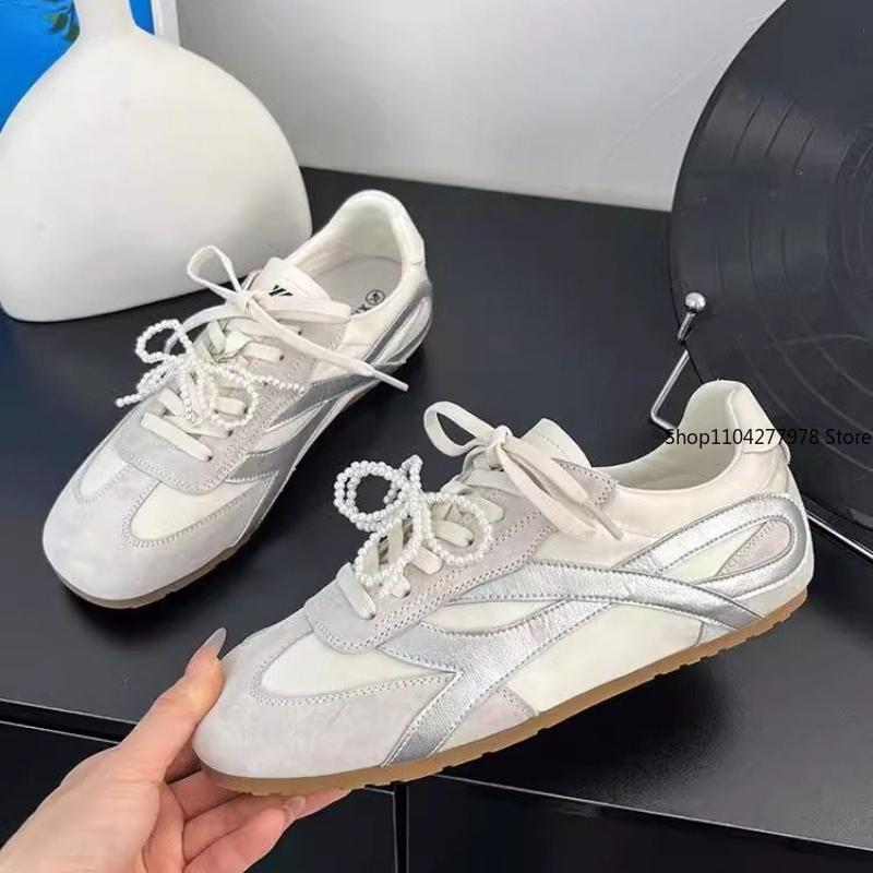 Fashion String Bead Vintage Casual Sports Shoes for Women Leather Hiking Sneakers Women's Platform Walking Athletic Shoe Unisex Loafers