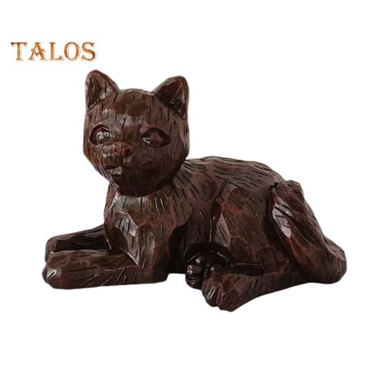 

Резьба по дереву сидящая кошка смоляная фигурка мини-статуэтка котенка скульптура домашний офис книжная полка настольное украшение орнамент