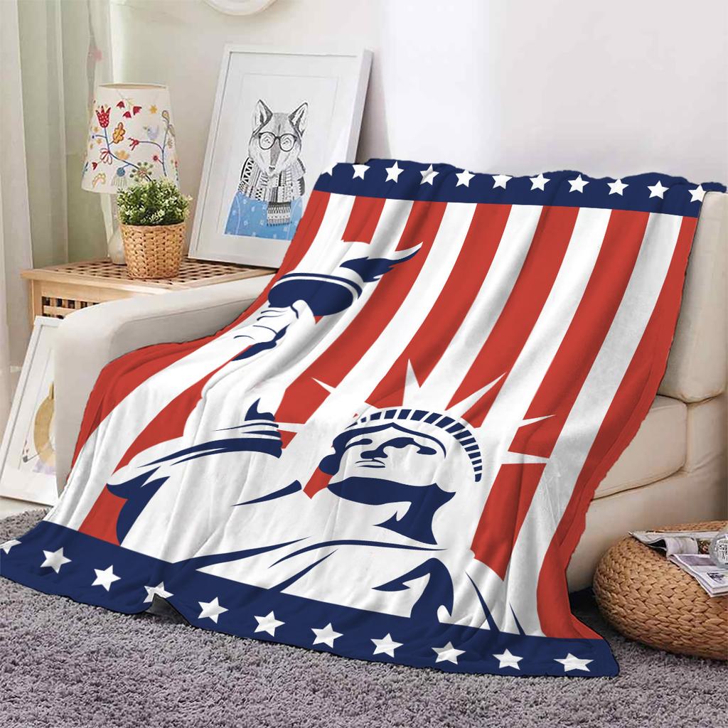 Statue of Liberty Printed Blanket for Sofa Bed Travel Camping Living Room Office Conditioning Blanket for All Seasons Gifts