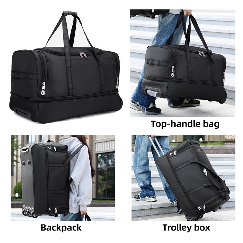 New Foldable Large-capacity Pull Rod Expansion Handbag Oxford Pull Rod Bag Multi-layer Storage Travel Bag Unisex Moving Bag
