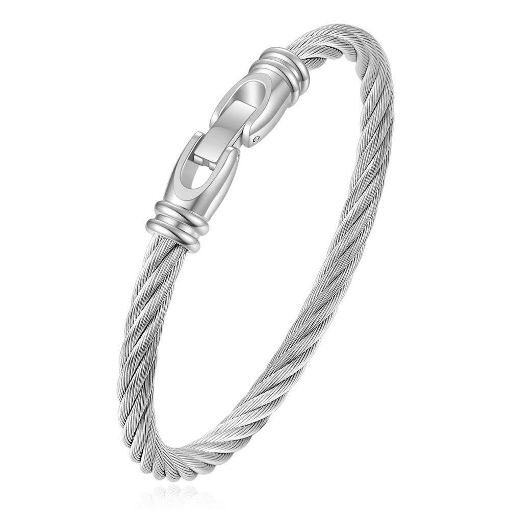 European Fashion Three-Color Twisted Rope Bracelet with Steel Buckle for Women стальной
