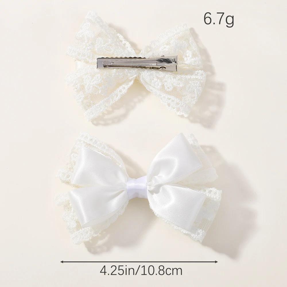 2pcs/Set Lace Hair Bows Clip Cute Girls Hairpins Solid Hair Clips Barrettes Kids Headwear Fashion Hair Accessories