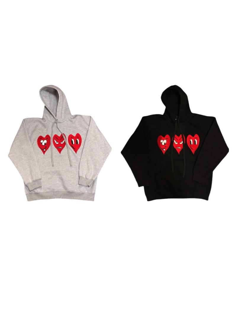 Women s Retro Heart Embroidered Plush Hoodie - Cozy, Loose Fit for Fall/Winter Medium