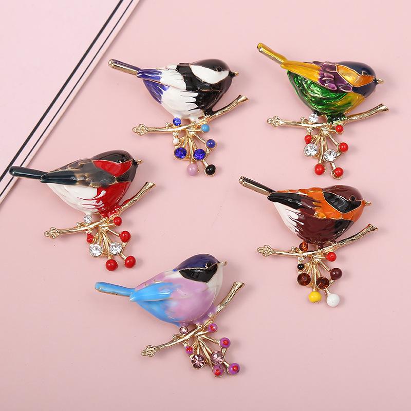 1Pcs Unisex Animal Pins Luxury Enamel Branch Bird Brooches For Women Casual Party Jewelry Accessories Gifts Decoration