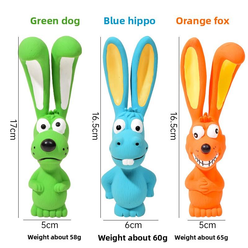 Pet Latex Toys - Long-eared Rabbit Animal - Teething and Dental Cleaning Natural Latex Sound Toy