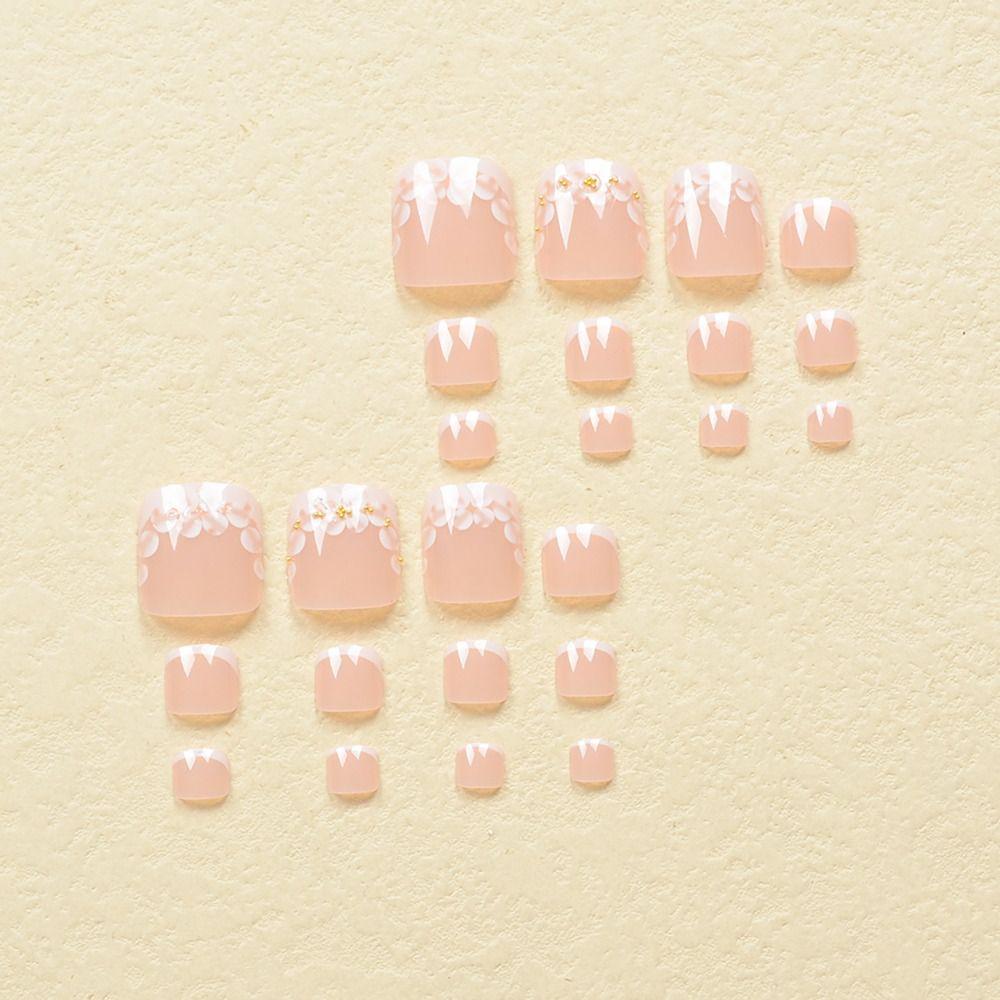24pcs/box Cat Eye Fake Toenails Aurora Press on Nail Simple Toe Nails  for Women Girl