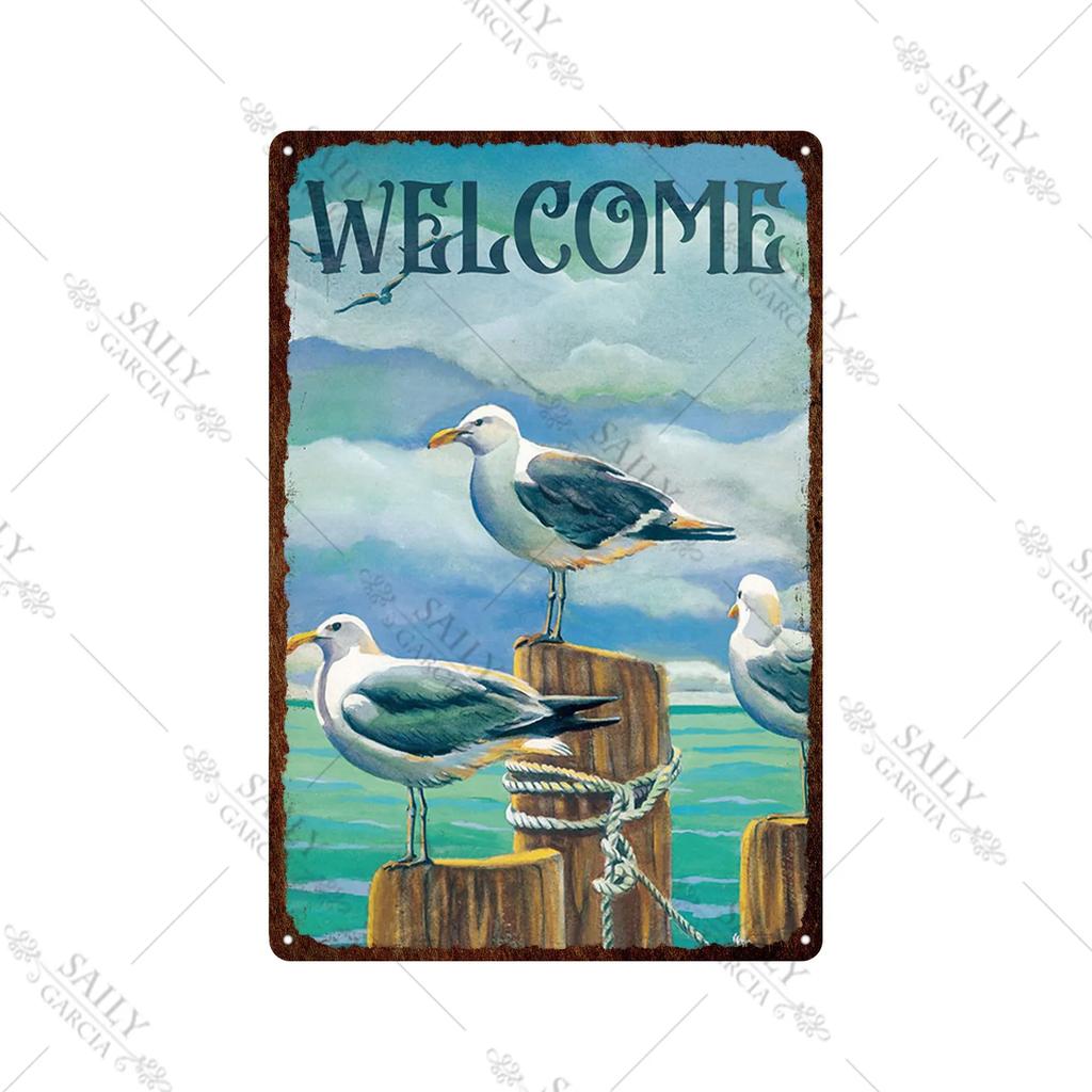 Welcome Home Vintage Metal Tin Sign Garden Wall Decor Metal Poster Sweet Home Tin Sign Family Farm Beach Hut Metal Plates Pla