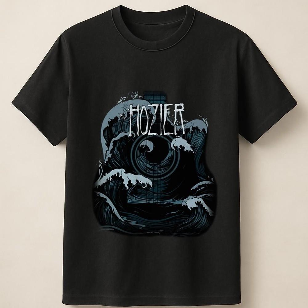 Унисекс Футболка с Графикой в Форме Волны и Гитары Хозиера на Морскую Тему Унисекс Футболка XXXXL