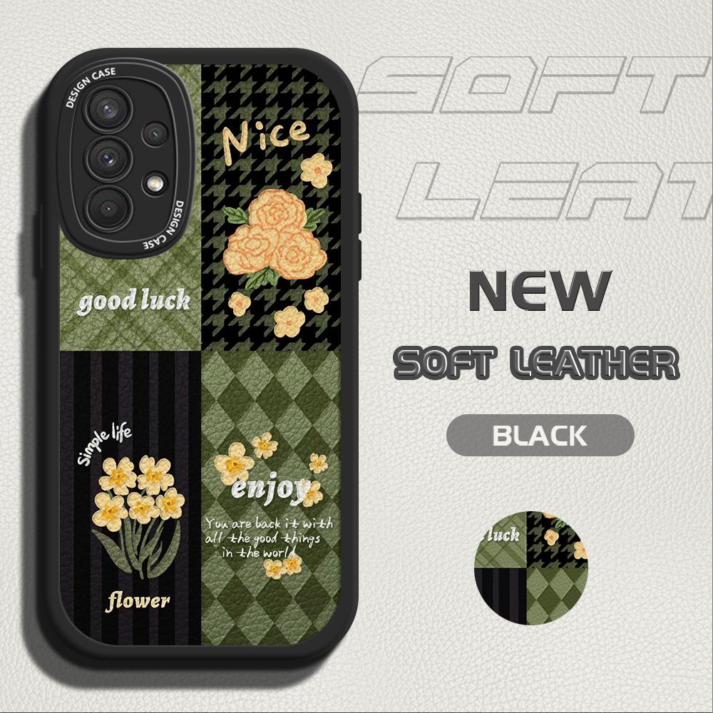 Blumen- und Gittermuster PU-Leder Vollständiger Objektivschutz Handyhülle für Samsung S24 S23 S22 S21 Plus Ultra S23 FE Redmi Note 13 12 11 Pro Xiaomi