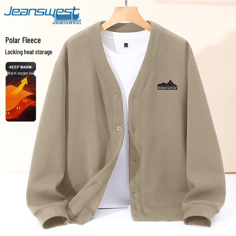 

Jeanswest Men s Thickened Fleece V-Neck Cardigan Jacket L