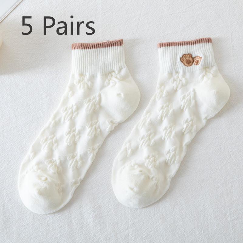 5 Pairs of Ladies Summer Cotton Lovely Shallow Mouth Short Boat Socks