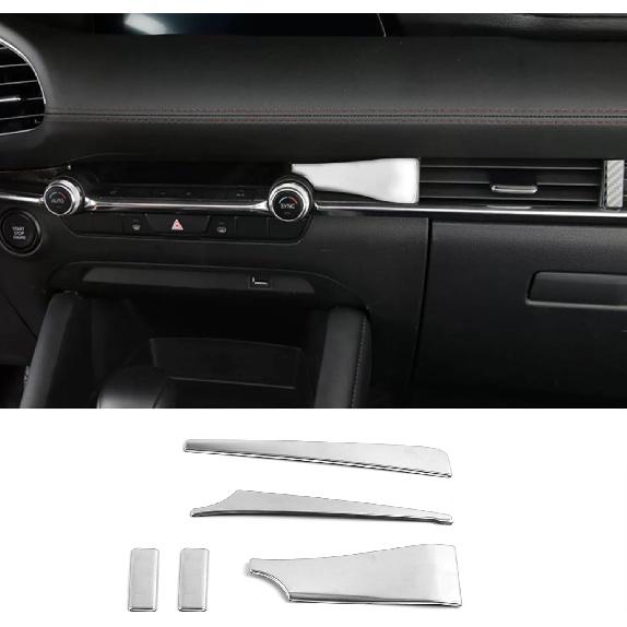 Car Accessories Fit for 2019 2020 2021 2022 2023 2024 2025 Mazda 3 Axela Interior Front Center Console Side Air Vents Outlet Cover Trim Frame (Carbon