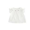 Girls Summer Hollow Out Jacquard Cotton Top Soft Breathable Flutter Sleeve Collar Embroidered Blouse