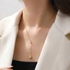 18K Gold Plated Water Droplet Shape Minimalist Necklace for Women Stainless Steel Chain Dainty Everyday Jewelry Gift