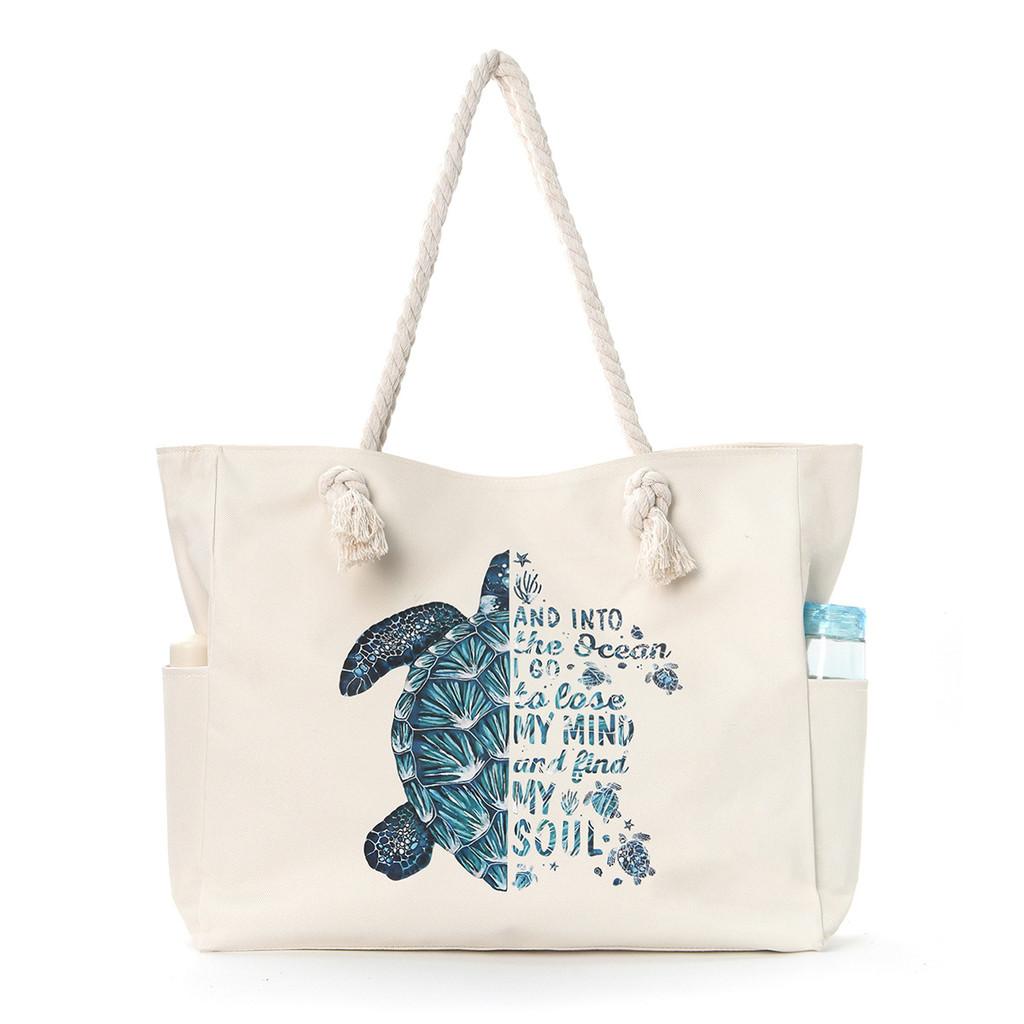 

Canvas Turtle Beach Bag For Women With Large Capacity Travel Organizer For Casual Trips Turtle
