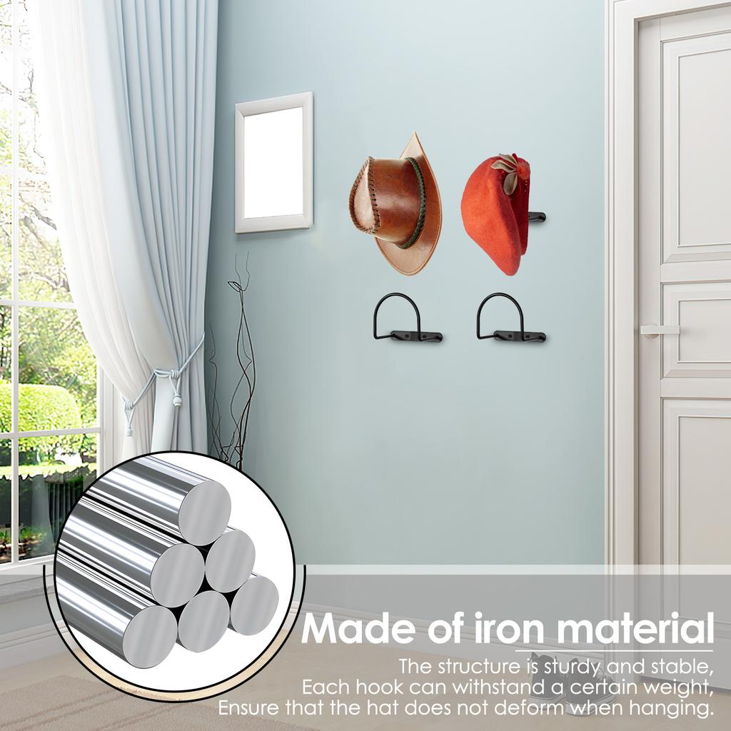 4 Pcs Hat Storage Rack Cowboy Hat Racks Wall-mounted Iron Cowboy Hats Holder Semicircular Hat Hook for Bedroom and Living Room