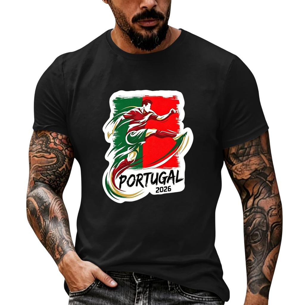 Men's Short Sleeve Crew Neck T-Shirt Soccer Graphic Print Casual Fit Lightweight Soft Fabric Comfortable Wear