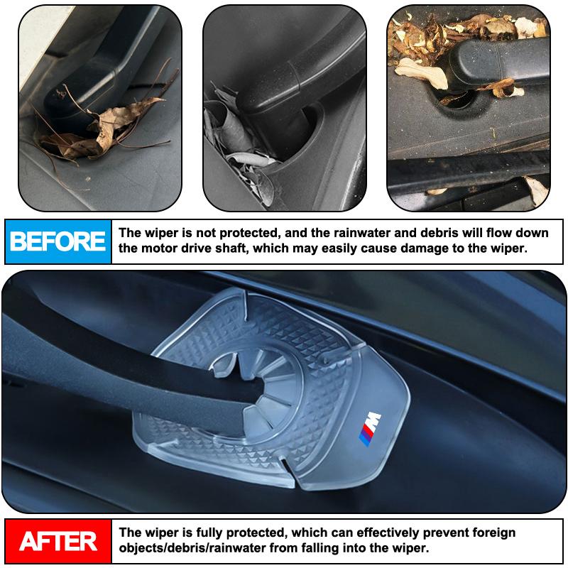 2Pcs M LOGO Badge Car Windshield Wiper Protective Cover Dust Wiper For BMW X7 X3 X4 X5 X6 3 4 5 6 7 Series Z4 M M3 M5 M6 E38 E39 E46 E53 E60 E61 E64