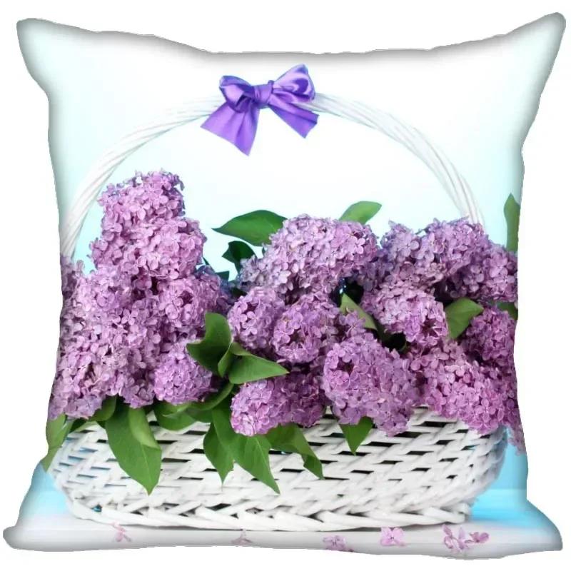 Lilac Flower Polyester Cushion Cover Children's Room Decoration Pillow Case Living Room Home Decoration