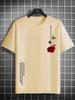 Summer new rose print men's T-shirt loose size 100% cotton rose print casual slim round neck short-sleeved T-shirt top