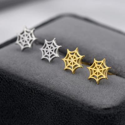 Spider Web Stud Earrings, Temperament Halloween Accessories, Trendy Jewelry Women