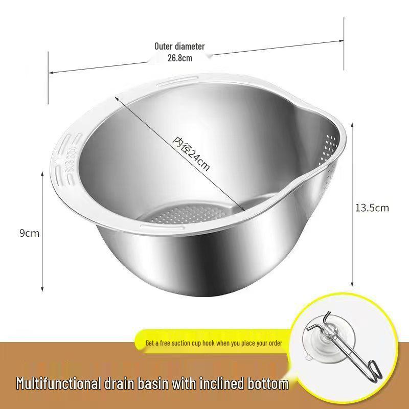 316 Stainless Steel Rice Washing and Vegetable Drain Basket Grater