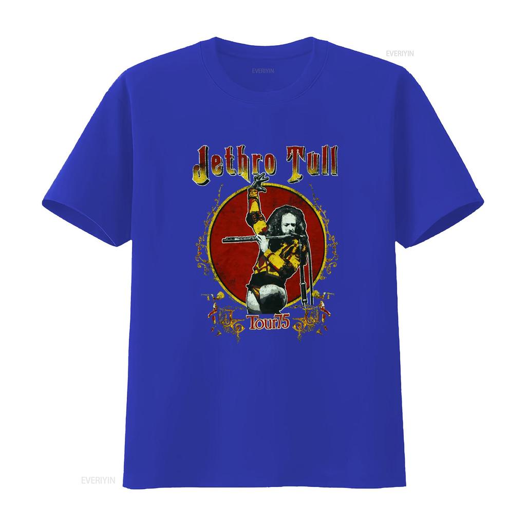 Jethro Tull Tour 75 Print T Shirt Rock Band Fan  vintage Washed graphic Soft Comfortable homme Versatile Stylish Stretched