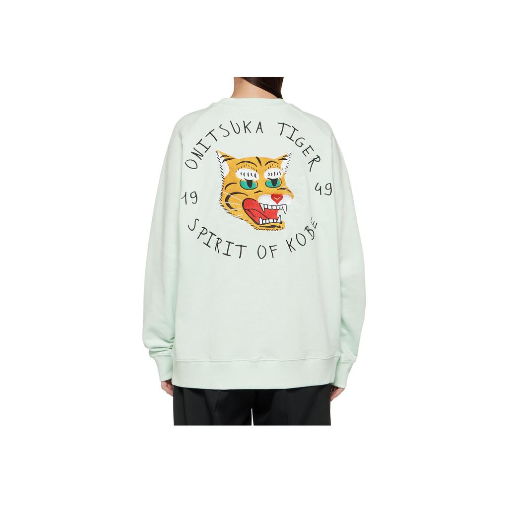 ONITSUKA TIGER Logo Print Animal Pattern Embroidered Casual Crew Neck Pullover Long Sleeve Sweatshirt Unisex Sweatshirt Light-Green 2183B182-301