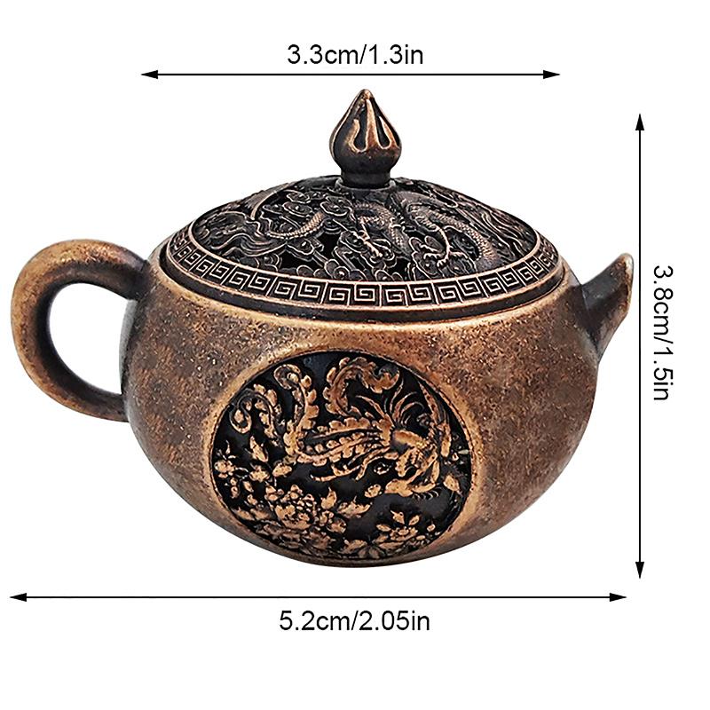 1Pc Mini Retro Style Alloy Incense Burner Buddhism Lotus Censer Bronze Dragon And Phoenix Water Bottle Incense Burner