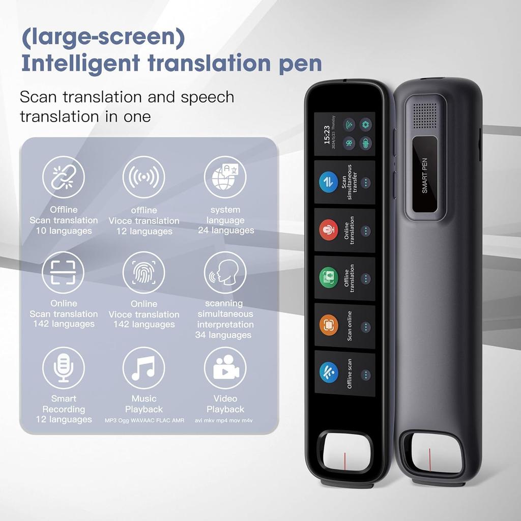 Translation Scanning Pen, 142 Language Translator Pen with 3.71 Inch Touch Scree, OCR Text To Speech Scanning Reading Pen, Portable Voice Translator